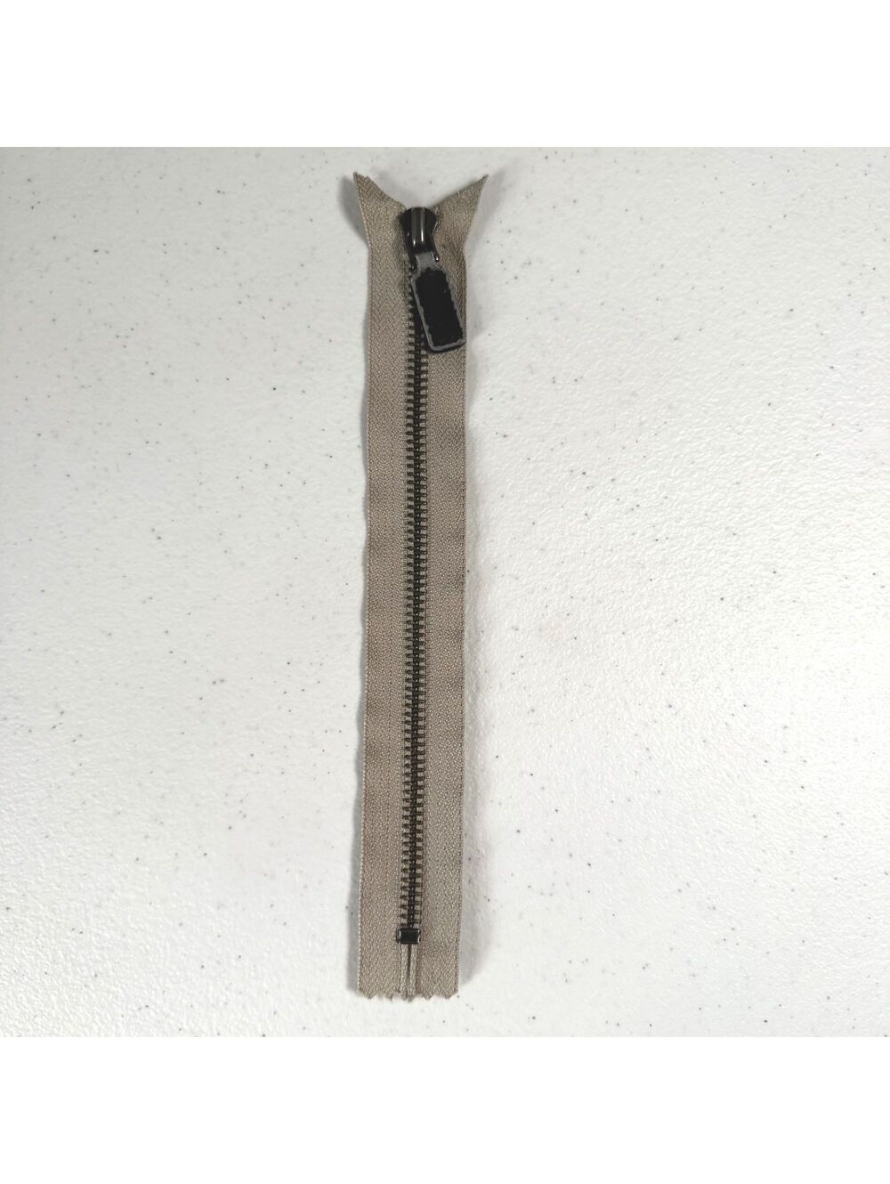 YKK 7 Inch Taupe Metal Reclaimed Zipper Closed End Distressed Leather Pull #5